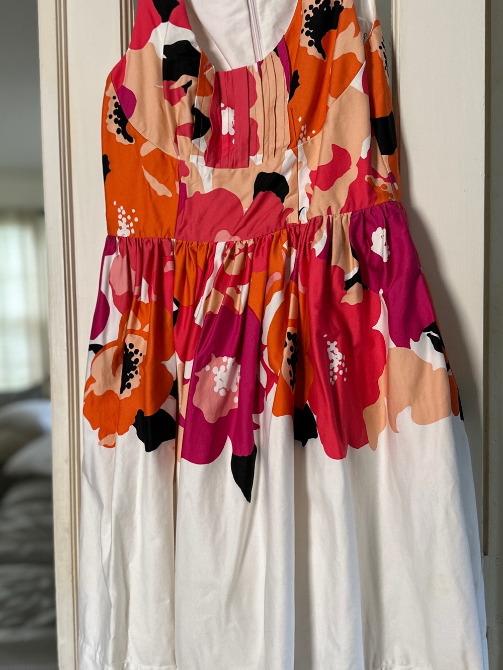 Calvin Klein White Dress with Pink, Orange & Black Floral Print